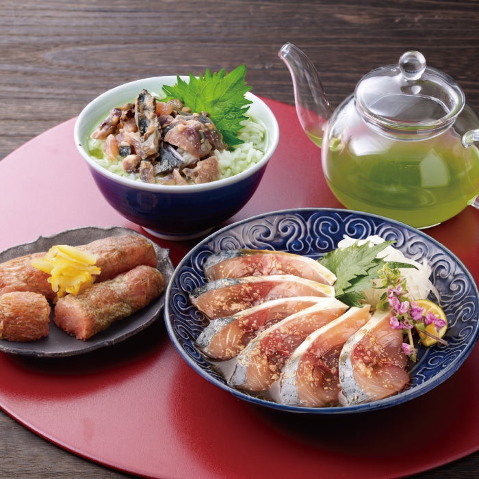 紬（つむぎ）セット / ごま鯖100g×2 ＆ 炙りごま鯖茶漬け２食 ＆ 選べる明太子×1